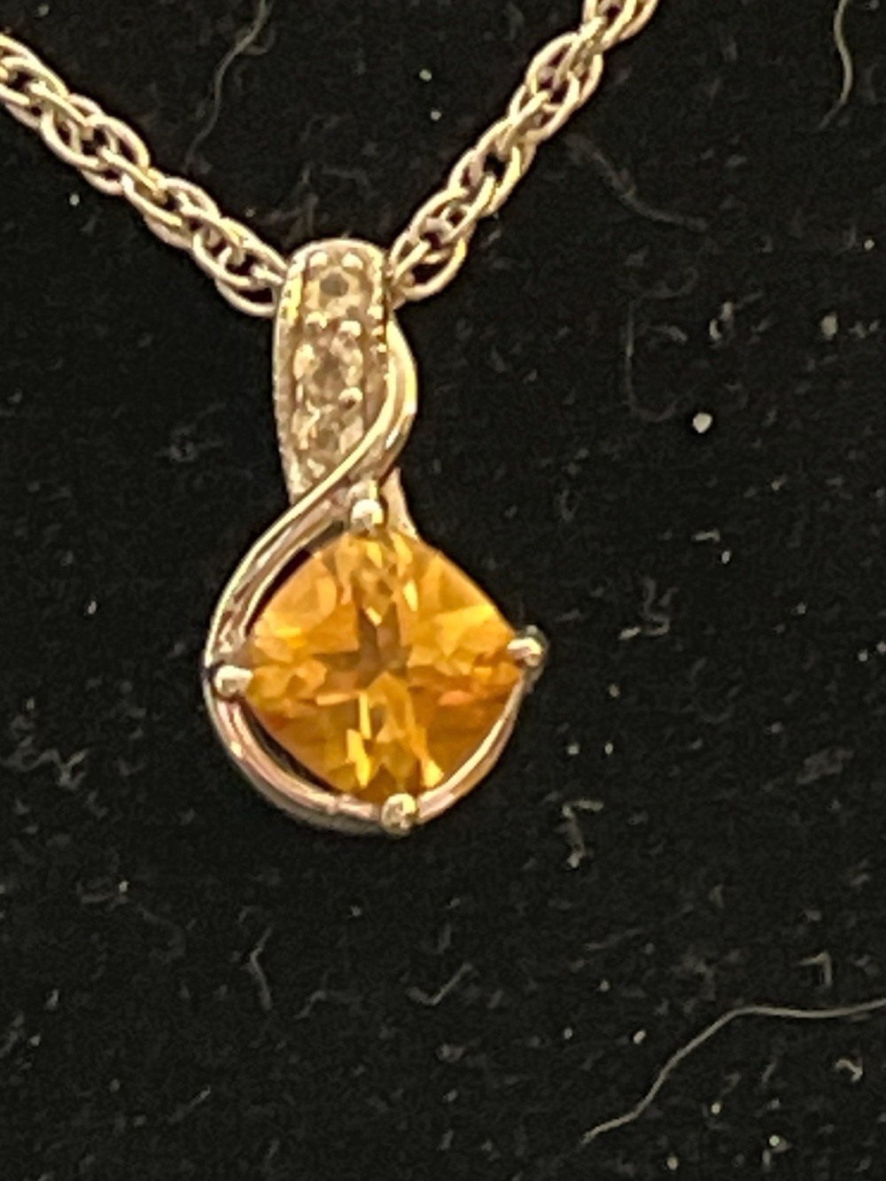 Sterling silver necklace with princess cut citrine